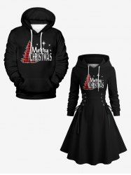 Christmas Tree Plaid Print Plus Size Matching Outfit For Couples -  