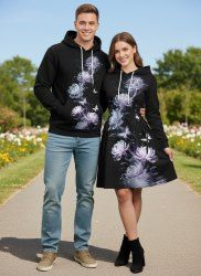 Valentine's Day Rose Flowers Butterfly Print Plus Size Matching Outfit For Couples -  