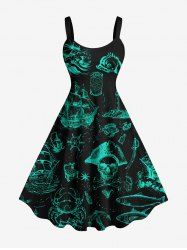 Plus Size Pirate Ship Rudder Fish Cruise Film Style Print Hawaii Tank Dress -  