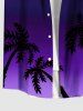 Ensemble hawaïen assorti chemise et barboteuse grande taille, tenue de plage à imprimé galaxie ombré cocotier pour couples - Noir 