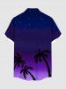 Ensemble hawaïen assorti chemise et barboteuse grande taille, tenue de plage à imprimé galaxie ombré cocotier pour couples - Noir 