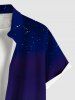 Ensemble hawaïen assorti chemise et barboteuse grande taille, tenue de plage à imprimé galaxie ombré cocotier pour couples - Noir 