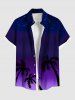Ensemble hawaïen assorti chemise et barboteuse grande taille, tenue de plage à imprimé galaxie ombré cocotier pour couples - Noir 