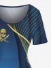 Skull Pirate Knif Curve Beam Print Plus Size Matching Hawaii Beach Outfit For Couples -  