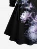 Valentine's Day Rose Flowers Butterfly Print Plus Size Matching Outfit For Couples -  