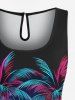 Ensemble hawaïen assorti chemise et barboteuse grande taille, tenue de plage à imprimé ombré cocotier pour couples - Noir 