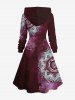 Robe à capuche grande taille à imprimé fleurs tie-dye galaxie et lacets - Noir XS