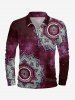 Plus Size Galaxy Tie Dye Flowers Print Zipper Polo Shirt For Men -  