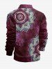 Plus Size Galaxy Tie Dye Flowers Print Zipper Polo Shirt For Men -  