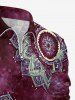 Plus Size Galaxy Tie Dye Flowers Print Zipper Polo Shirt For Men -  