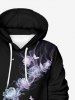 Plus Size Valentine's Day Rose Flowers Butterfly Print Pocket Drawstring Hoodie For Men -  