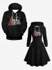 Plus Size Christmas Tree Plaid Print Lace Up Drawstring Hoodie Dress -  