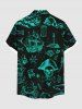 Plus Size Pirate Ship Rudder Fish Cruise Film Style Print Buttons Pocket Hawaii Shirt For Men -  