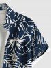 Chemise hawaïenne grande taille pour homme, à imprimé feuilles tropicales et fleurs d'hibiscus, boutons et poche. - Bleu Marine 6XL