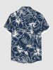 Chemise hawaïenne grande taille pour homme, à imprimé feuilles tropicales et fleurs d'hibiscus, boutons et poche. - Bleu Marine 6XL