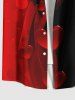 Plus Size Valentine's Day Heart Ombre Colorblock Print Buttons Pocket Shirt For Men -  