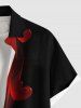 Plus Size Valentine's Day Heart Ombre Colorblock Print Buttons Pocket Shirt For Men -  