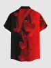 Plus Size Valentine's Day Heart Ombre Colorblock Print Buttons Pocket Shirt For Men -  