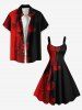 Plus Size Valentine's Day Heart Ombre Colorblock Print Tank Dress -  