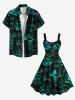Plus Size Pirate Ship Rudder Fish Cruise Film Style Print Hawaii Tank Dress -  