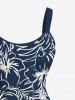 Plus Size Hibiscus Flowers Tropical Leaf Print Hawaii Tank Dress -  