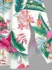Robe midi hawaïenne fendue à imprimé de fleurs tropicales et de feuilles, grande taille - Blanc 4X