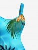 Plus Size Coconut Tree Flowers Leaf Print Hawaii Tank Dress -  