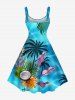 Plus Size Coconut Tree Flowers Leaf Print Hawaii Tank Dress -  