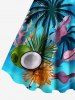 Plus Size Coconut Tree Flowers Leaf Print Hawaii Tank Dress -  