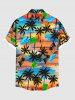 Plus Size Coconut Tree Cloud Colorful Sky Print Buttons Pocket Hawaii Shirt For Men -  
