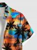 Plus Size Coconut Tree Cloud Colorful Sky Print Buttons Pocket Hawaii Shirt For Men -  