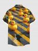 Plus Size Ducks Road Print Buttons Pocket Hawaii Shirt For Men - Noir 3XL