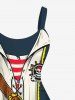 Plus Size Skull Ship Rudder Knife Pirate Costume Print Hawaii Tank Dress -  