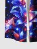 Plus Size Flowers Star Glitter 3D Print Buttons Pocket Hawaii Shirt For Men -  