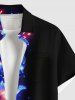 Plus Size Flowers Star Glitter 3D Print Buttons Pocket Hawaii Shirt For Men -  