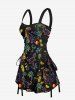 Dinosaur Coconut Tree Pineapple Juice Print Lace Up Hawaii Tank Dress -  