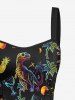 Dinosaur Coconut Tree Pineapple Juice Print Lace Up Hawaii Tank Dress -  