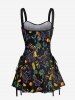 Dinosaur Coconut Tree Pineapple Juice Print Lace Up Hawaii Tank Dress -  