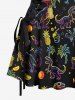 Dinosaur Coconut Tree Pineapple Juice Print Lace Up Hawaii Tank Dress -  