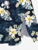 Plus Size Hibiscus Flowers Tropical Leaf Print Split Hawaii Midi Dress -  