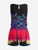 Plus Size Coconut Tree Ombre Colorblock Print Cinched Hawaii Romper -  