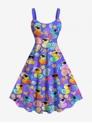 Robe débardeur hawaïenne grande taille à imprimé canards et noix de coco - Pourpre  XXS