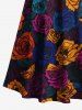Valentine's Day Colorful Rose Flowers Print Plus Size Matching Outfit For Couples -  