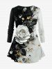 Valentine's Day Rose Flower Diamond Colorblock Print Plus Size Matching Set -  