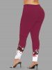Christmas Tree Ball Candy Colorblock Print Plus Size Matching Set -  