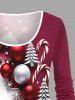 Christmas Tree Ball Candy Colorblock Print Plus Size Matching Set -  