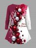 Christmas Tree Ball Candy Colorblock Print Plus Size Matching Set -  