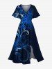 Flowers Leaf Print Plus Size Matching Hawaii Beach Outfit For Couples -  
