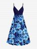 Flowers Leaf Print Plus Size Matching Hawaii Beach Outfit For Couples -  