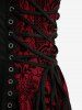 Plus Size Lace-up Grommets Flowers Flocking Lace Trim Vintage Tank Top -  